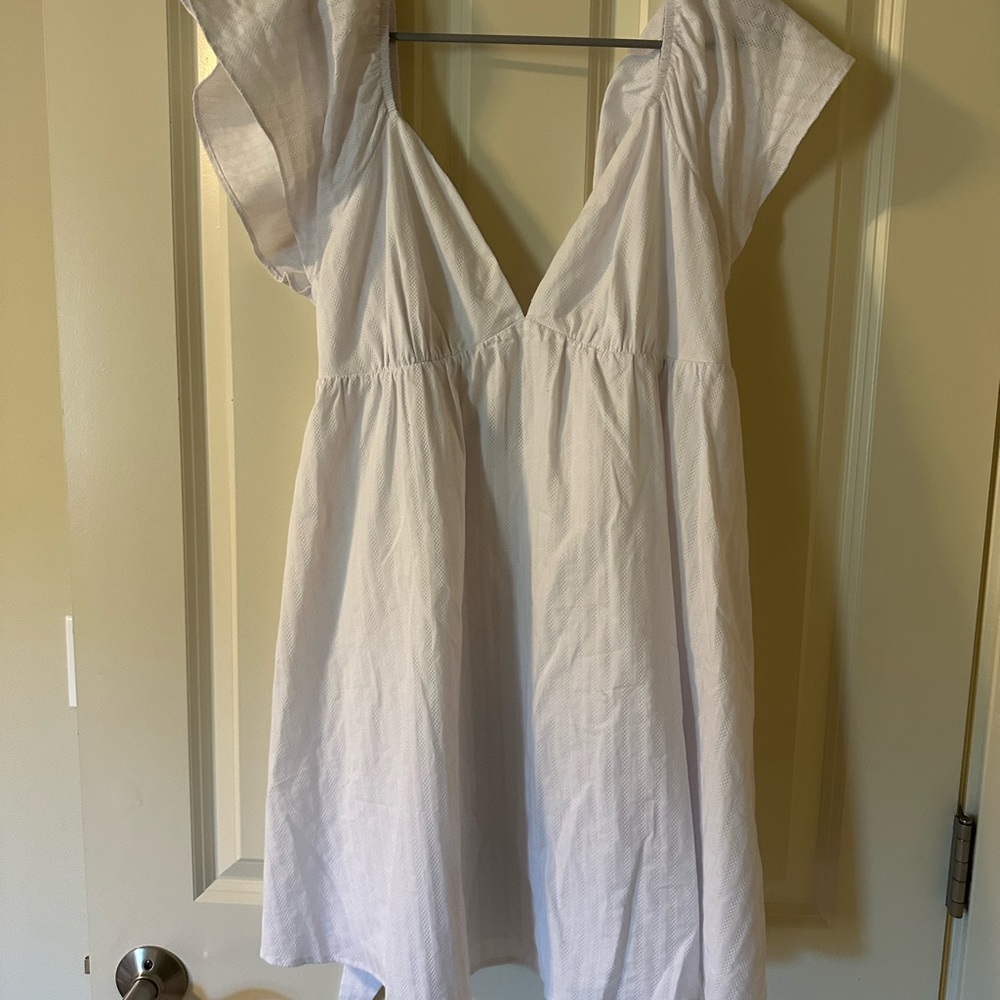 Lulu's Ivory V-Neck Dress